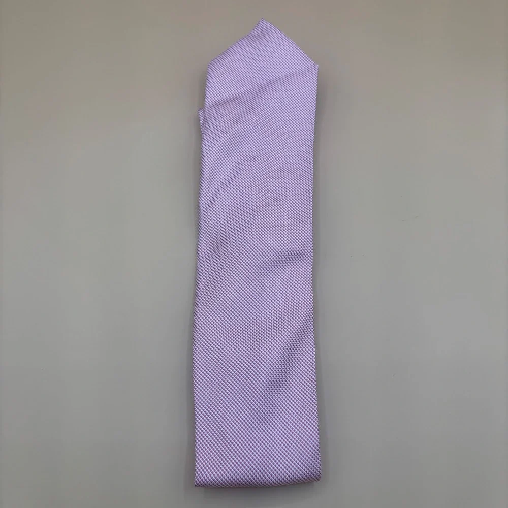 Lands' End Silk Necktie Mens Regular Pink Textured Handsewn Preppy Classic